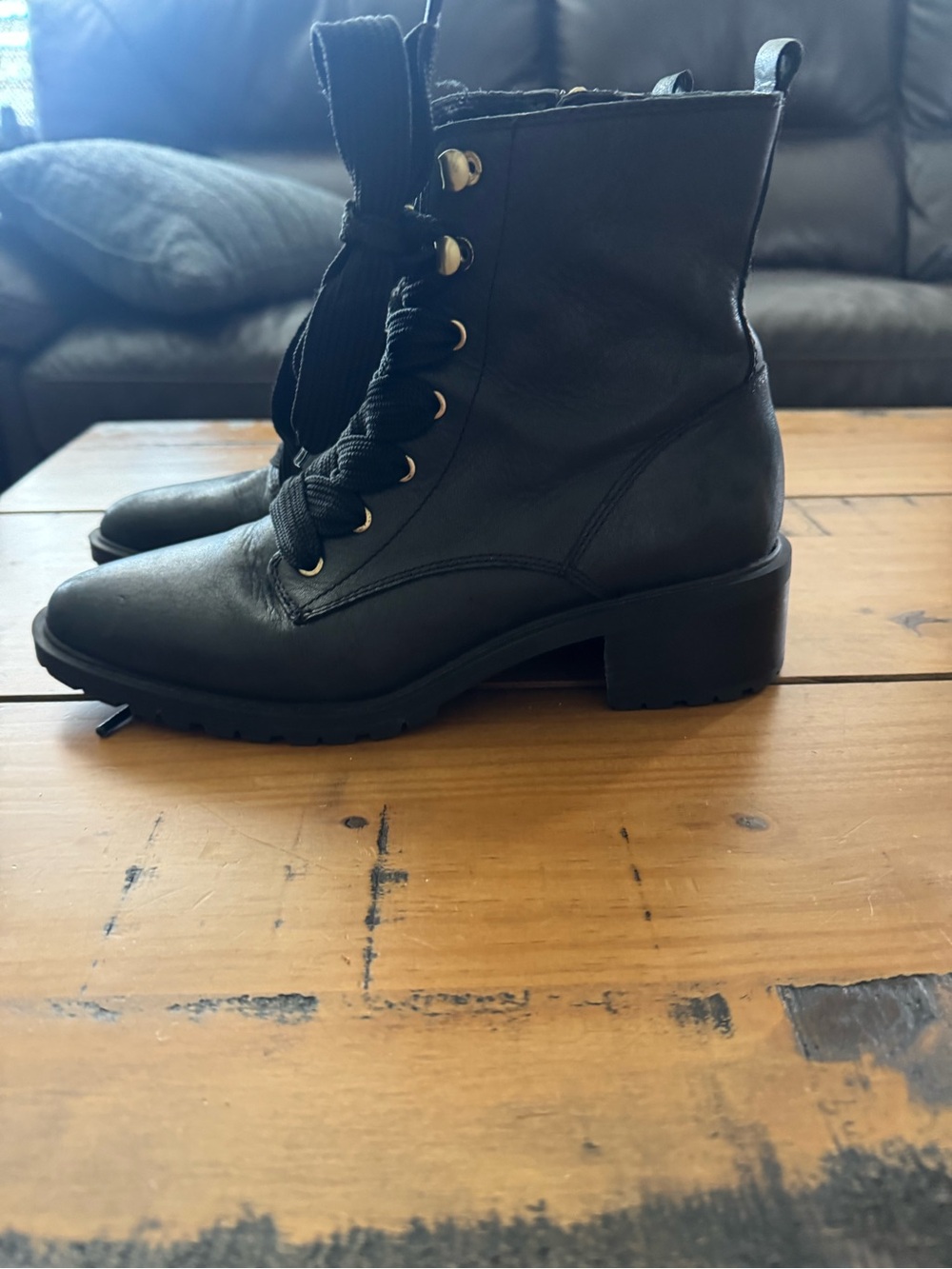 Sole Society Black Lace-Up Ankle Boots